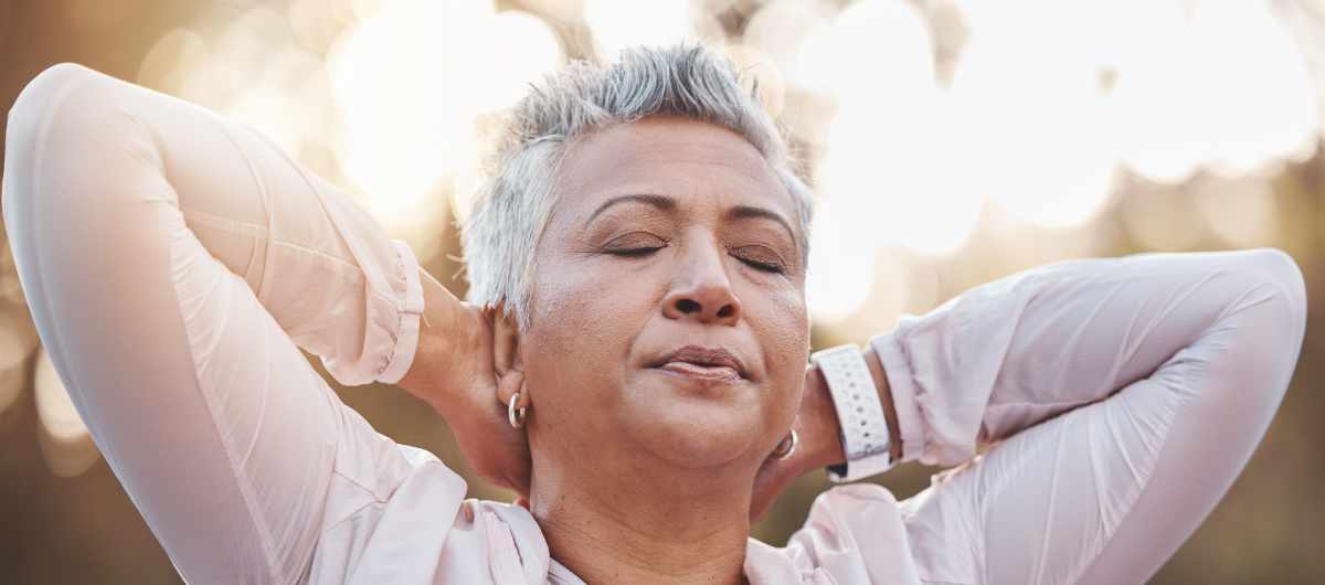 Woman taking a breath